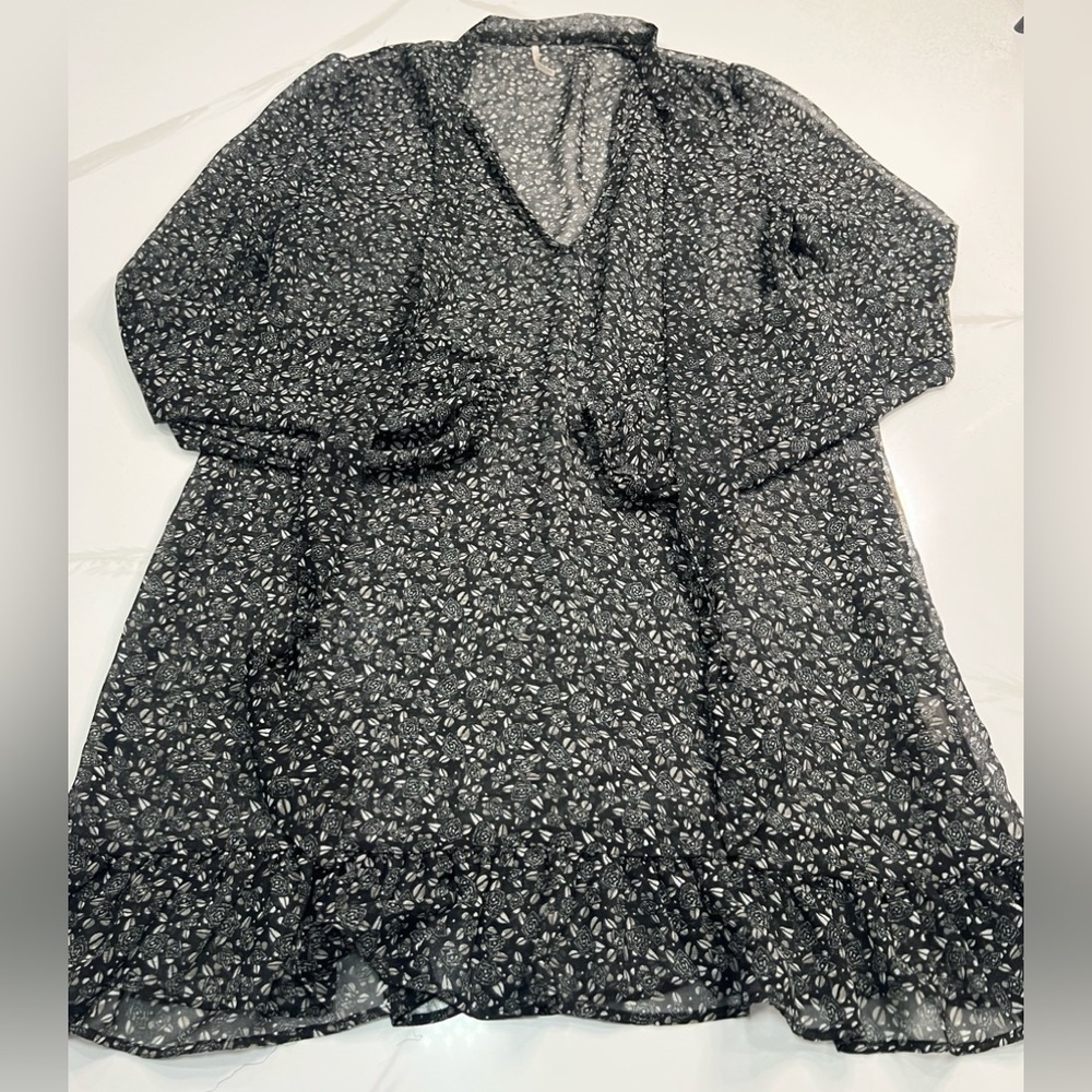Free People Black Sheer Retro Dress Size Small Shift - Picture 3 of 5
